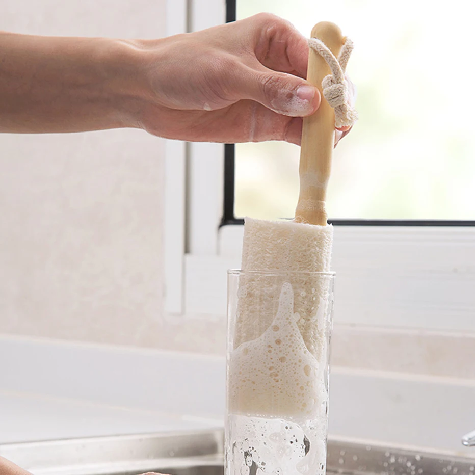 Basedidea Wooden Handle Brush Hanging Kitchen Cups Bottle Sink Cleaning Long Clean | Дом и сад