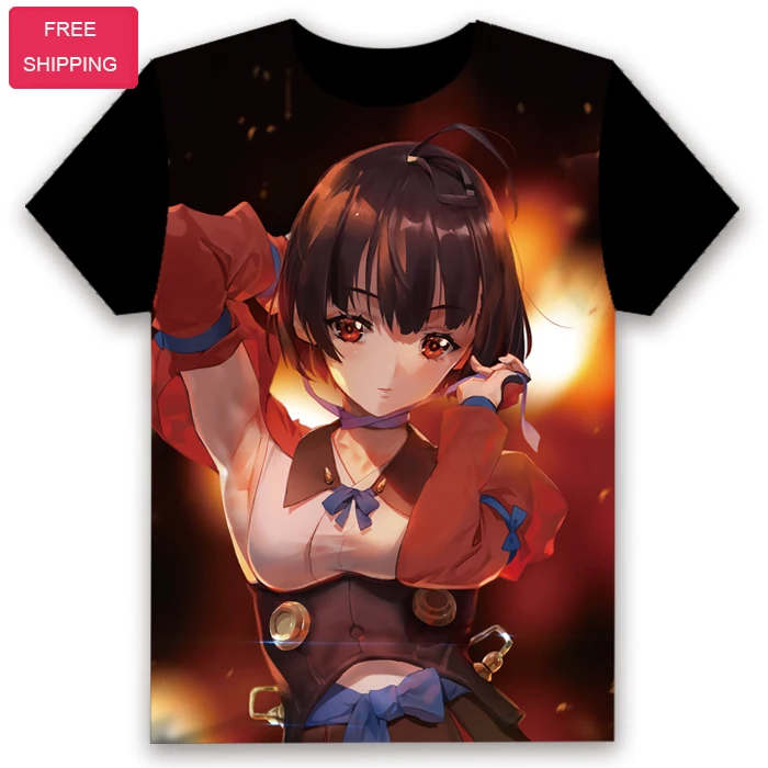 

YQ3 Anime Kabaneri of the Iron Fortress Mumei Milk Silk Black T-Shirt Tee Short Sleeve Tops Unisex Cosplay S-XXL