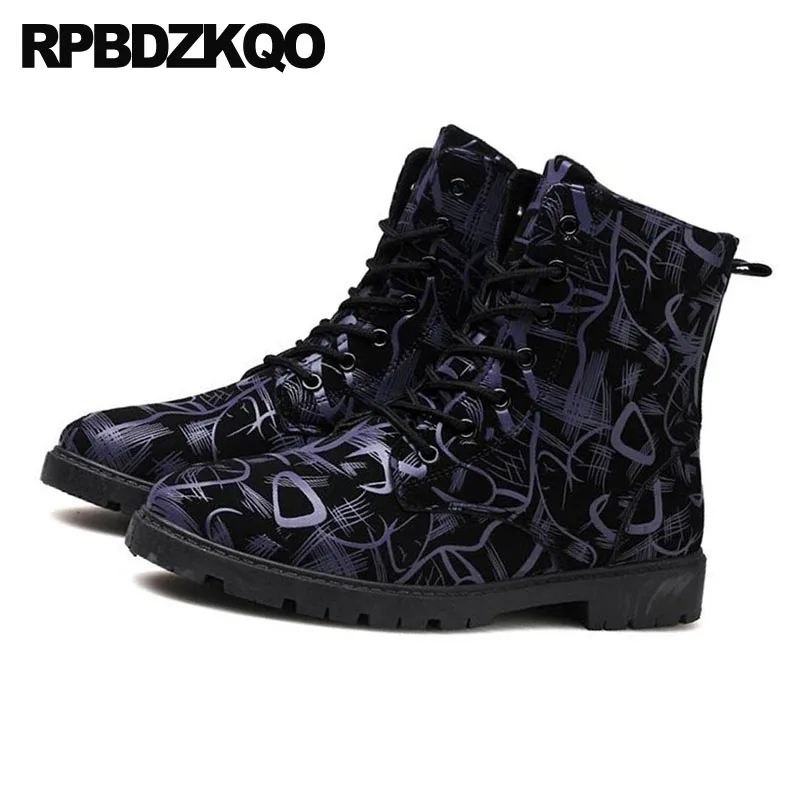Мужские ботильоны на молнии черные теплые ботинки в армейском стиле