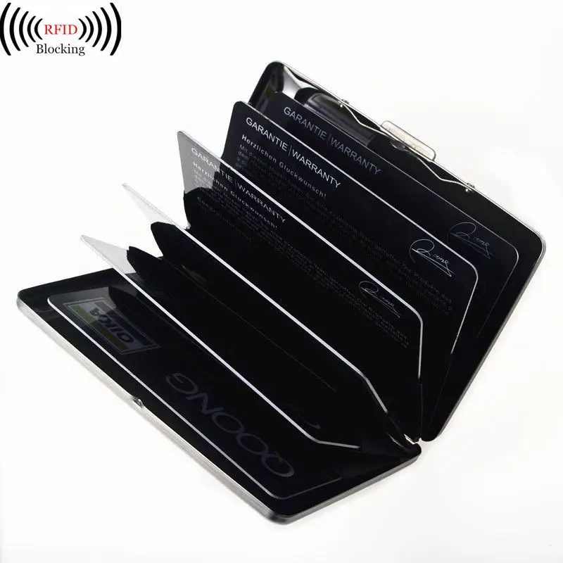 QOONG 2 шт. RFID мужские бумажники чехол для карт металлический дорожный кошелек