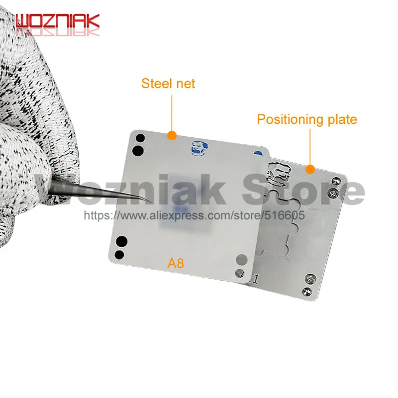 A8 steel mesh set Механик процессор NAND чип посадки нагревательная платформа для IPHONE BGA A8 A9 A10 A11 A12 позиционирование сталь чистая ремонт удалить клей - Цвет: A8 steel mesh set