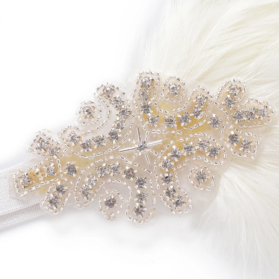 EVER FAIRY Новая модная упругая резинка для волос с кристаллами, перьями, вышивкой и индийскими аксессуарами для фестивалей.