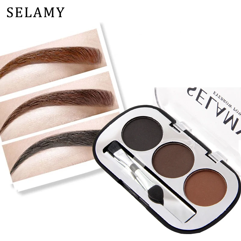 Водостойкие пигменты для глаз макияж бровей пудра палитра с кистью черный