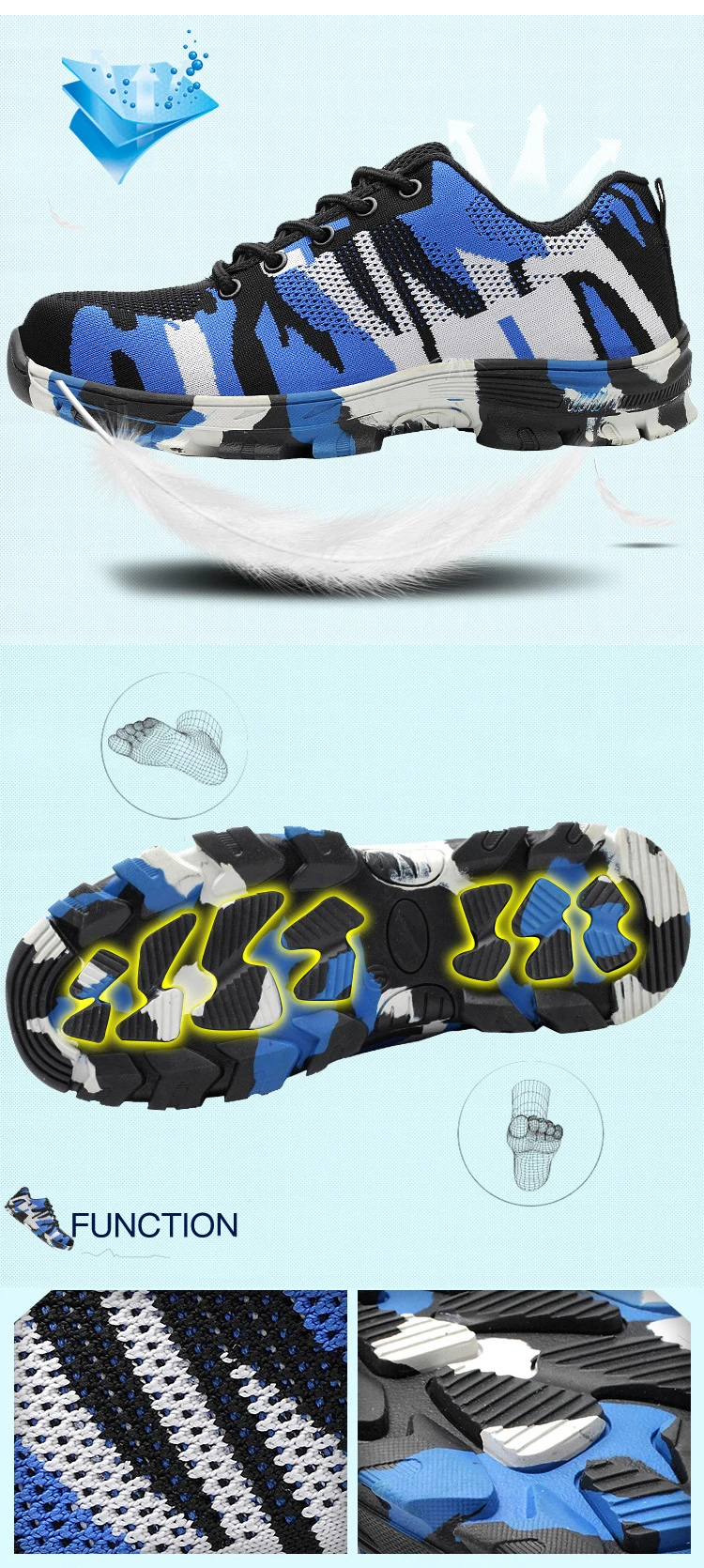 Мужская Рабочая защитная обувь со стальным носком; Мужская Уличная камуфляжная противоскользящая ударопрочная прочная защитная обувь