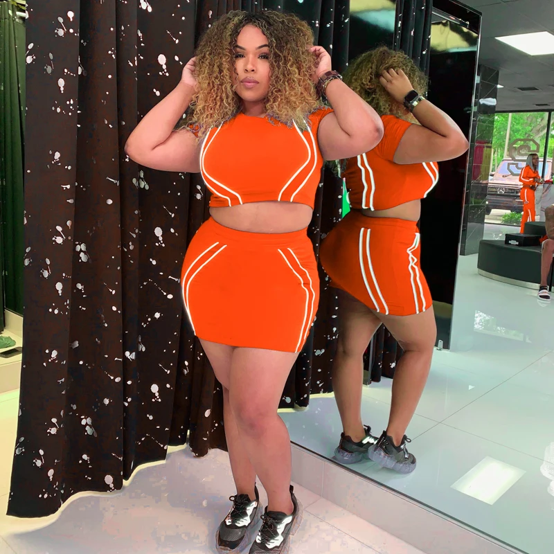 Chicology reflective stripe top mini skirt women matching 2 two piece set summer female sexy co ord clothes festival outfit