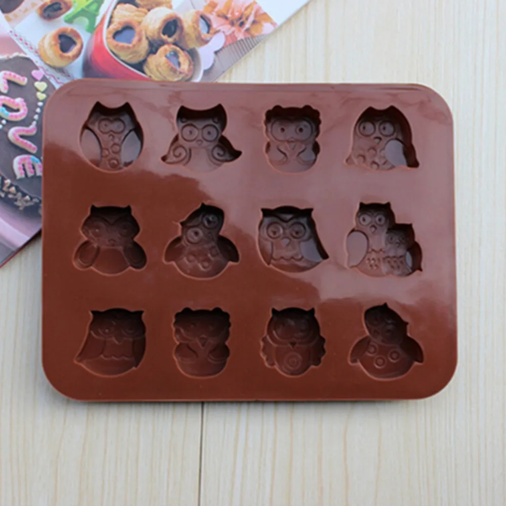1 шт. многоразовая силиконовая форма в форме совы для ледяного сахара 12 отверстий
