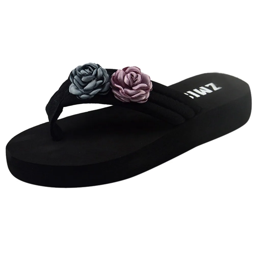 Шлепанцы SAGACE женские с цветочным принтом повседневные пляжные танкетки на