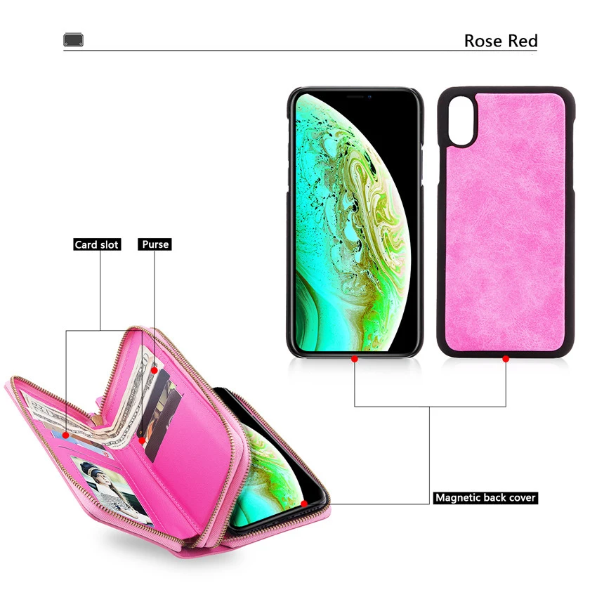 Двойной клатч на молнии кошелек слот для наличных карт Премиум PU кожаный чехол