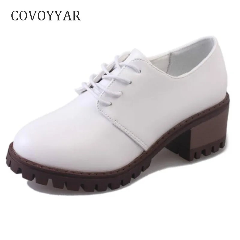 Туфли броги COVOYYAR 2019 модные туфли оксфорды на британской платформе шнуровке