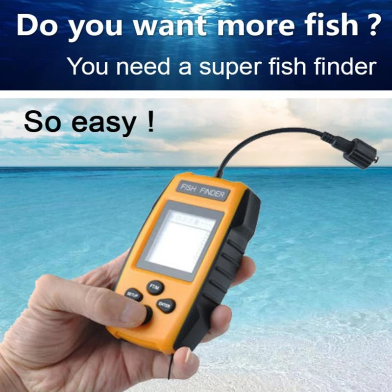 7.5M Cable Fish Finder Rechargeable Wireless Remote Sonar Sensor 45M water depth High Definition LCD Fishing Tackles | Спорт и