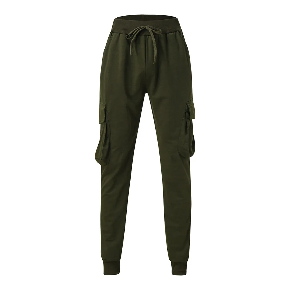 New Fashion Men's Slim Pure Color Casual Sports Woven Pocket Feet Pants pantalones hombre streetwear joggers sweatpants