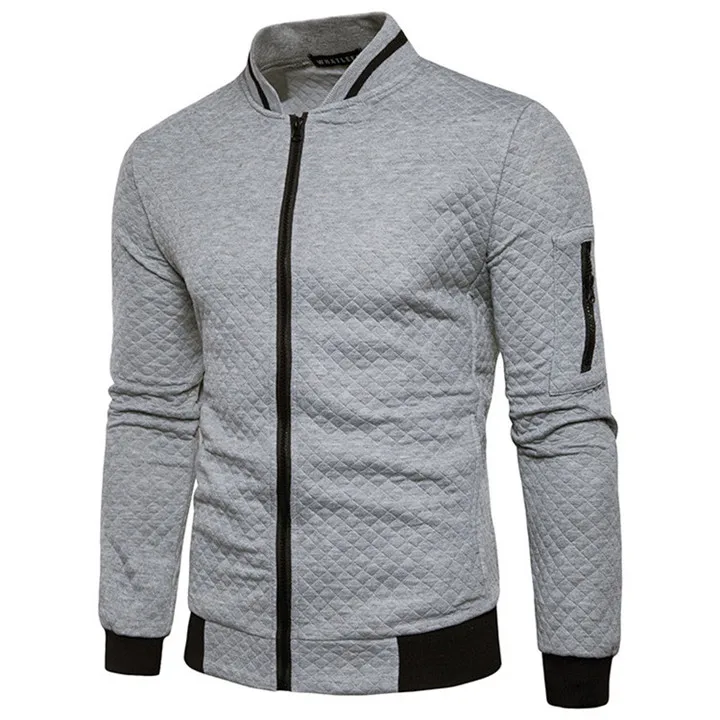 Light Grey Мужские толстовки Мужская брендовая повседневная куртка на молнии с воротником-стойкой Sudaderas Hombre Толстовка Белый Клетчатый 3D спортивный костюм XXL - Цвет: Light Grey