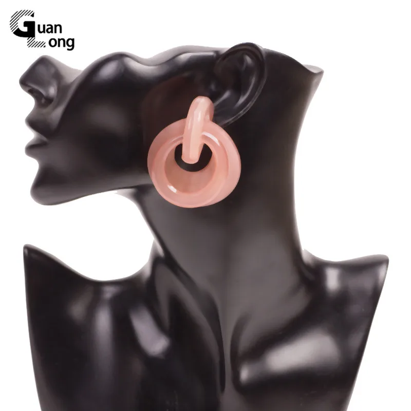 

GuanLong Vintage Long Acrylic Earrings Circle for Women Big Geometric Dangle Resin Drop Earings Girls Fashion Jewelry Brincos