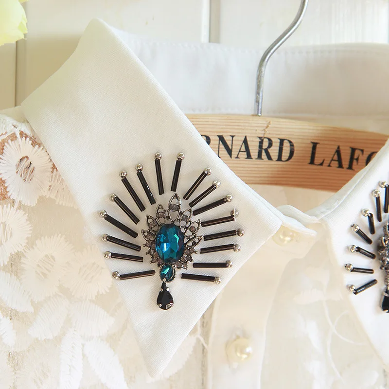 Жемчужные поддельные воротники рубашка для девочек детский хлопковый белый