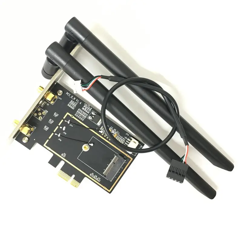 NGFF Pci-e PCI Express 1x адаптер настольный конвертер с 2* 6dbi ТВ антенна для Intel 9260NGW 8260 7260 PCIe NGFF M.2 Wi-Fi Bluetooth - Цвет: NGFF