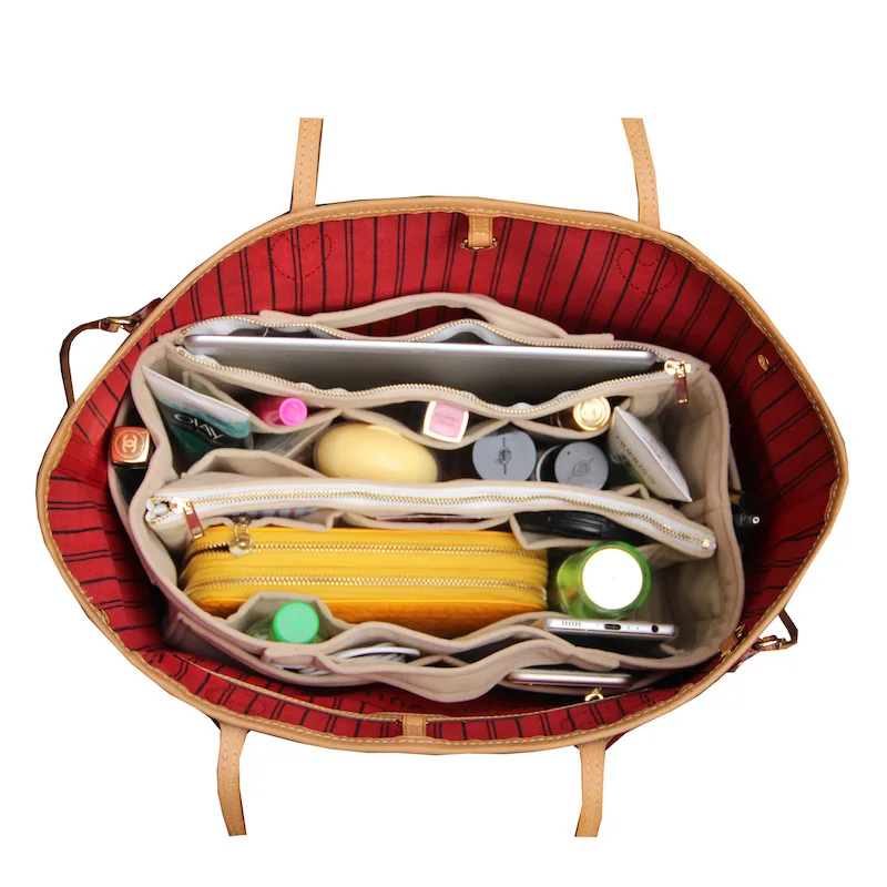 Настраиваемая Высококачественная бархатная сумка Organizer Tote кошелек вставка/косметический макияж пеленки вещи/мульти карман сумка в сумке organ