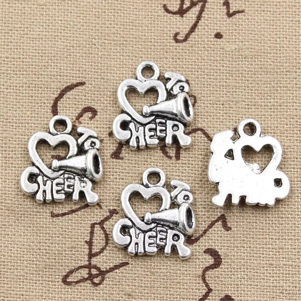 10pcs Charms Cheer Love Cheerleading 17x16mm Antique Making Pendant fit,Vintage Tibetan Silver color,DIY Handmade Jewelry