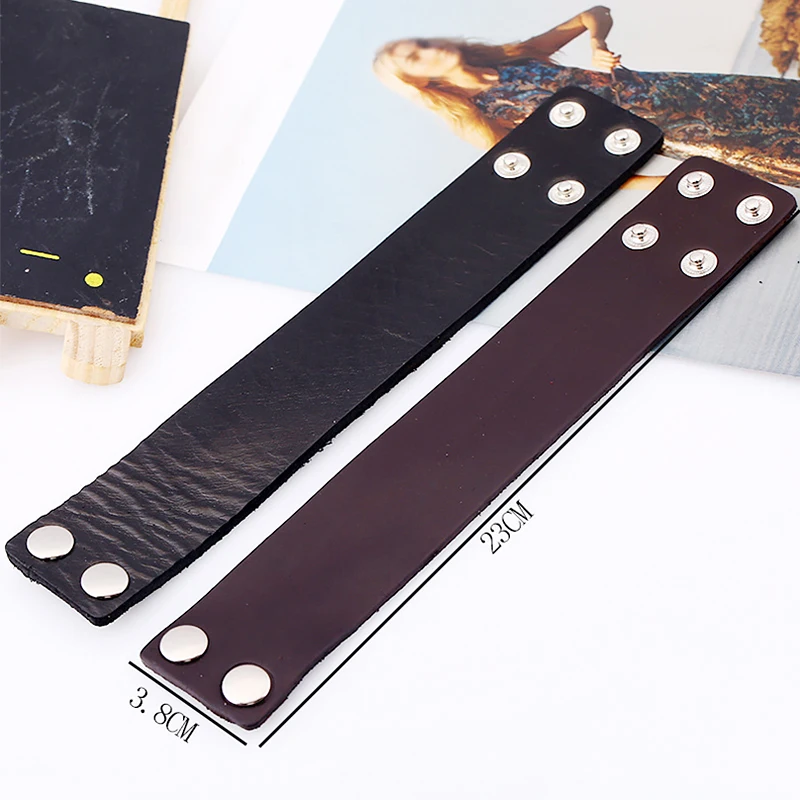 Модный широкий кожаный браслет в стиле панк для мужчин и женщин Открытый на