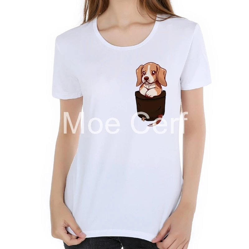 

Pocket Cute Pocket Cute Beagle Printed T-Shirt Cute Dog design women tops 2020 New Arrivals summer o neck Women clothing L17-36