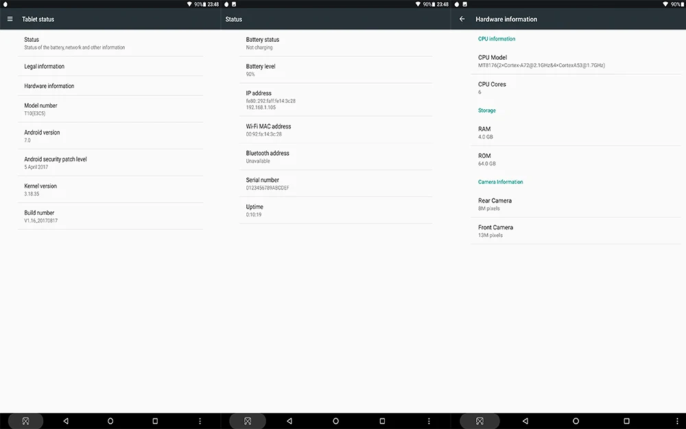 10,1 дюймов android 7,0 MID пад планшеты MT8176 2,1 ГГц гекса Core tablet pc 2560*1600 с высоким разрешением tablet 1" отпечатков пальцев сенсор