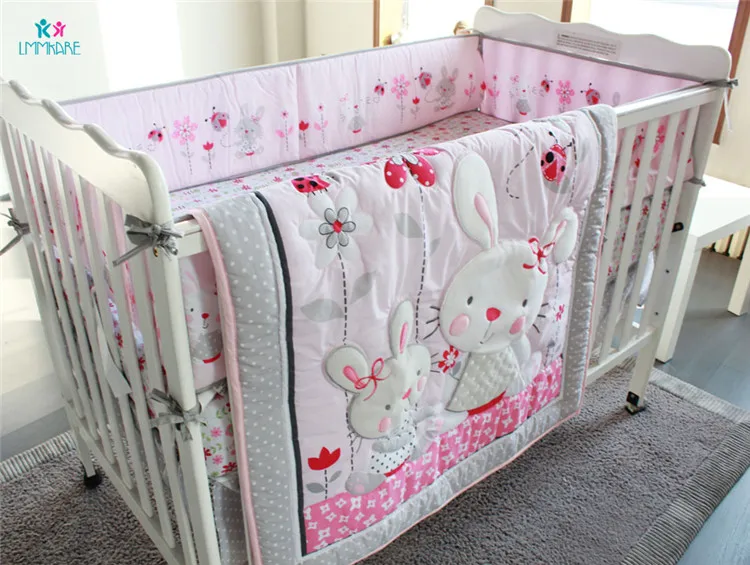 Bed Bumpers Розовые бамперы для новорожденных из хлопка, удобные дышащие простыни для маленьких девочек, постельные принадлежности с милыми рисунками - Цвет: Bed Bumpers
