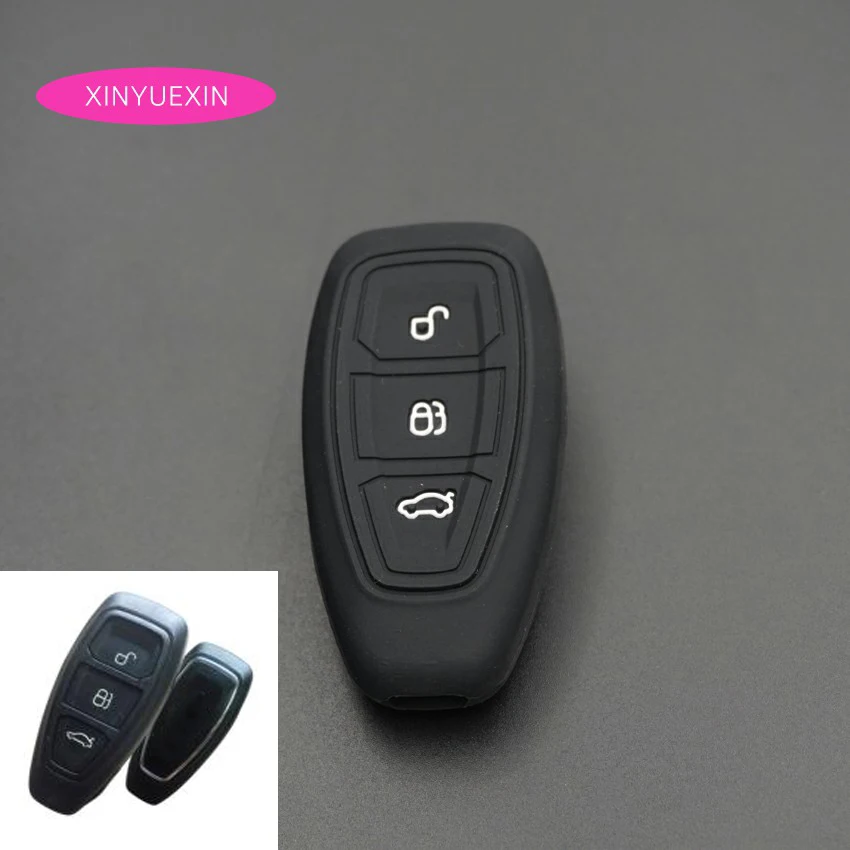 Xinyuexin Silicone Car Key Cover FOB Case For Ford Kuga Focus 3 Ecosport Fiesta Remote Car-styling Interior Accessories | Автомобили и