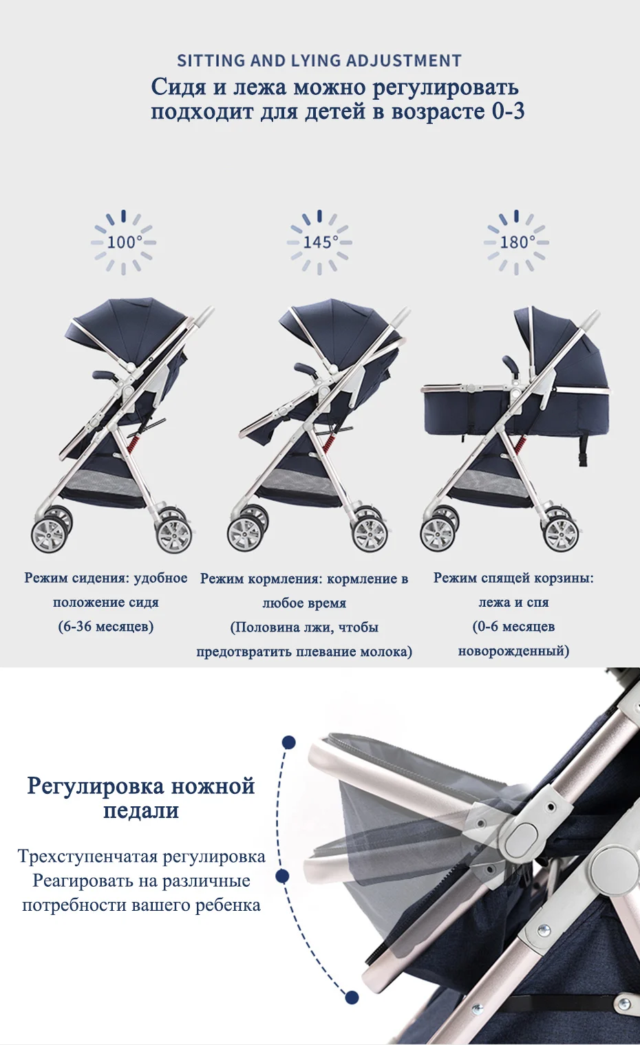 Детская коляска, может сидеть и откидываться, легкая складная коляска, детская коляска, спальный мешок, Россия