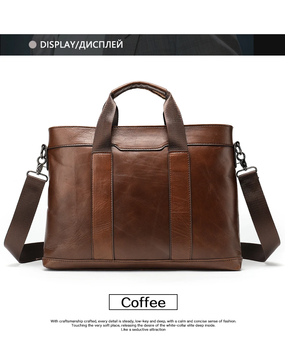 WESTAL мужской портфель кожаная сумка для ноутбука Мужская офисная сумка из натуральной кожи для мужчин бизнес 14 дюймов Сумка для документов