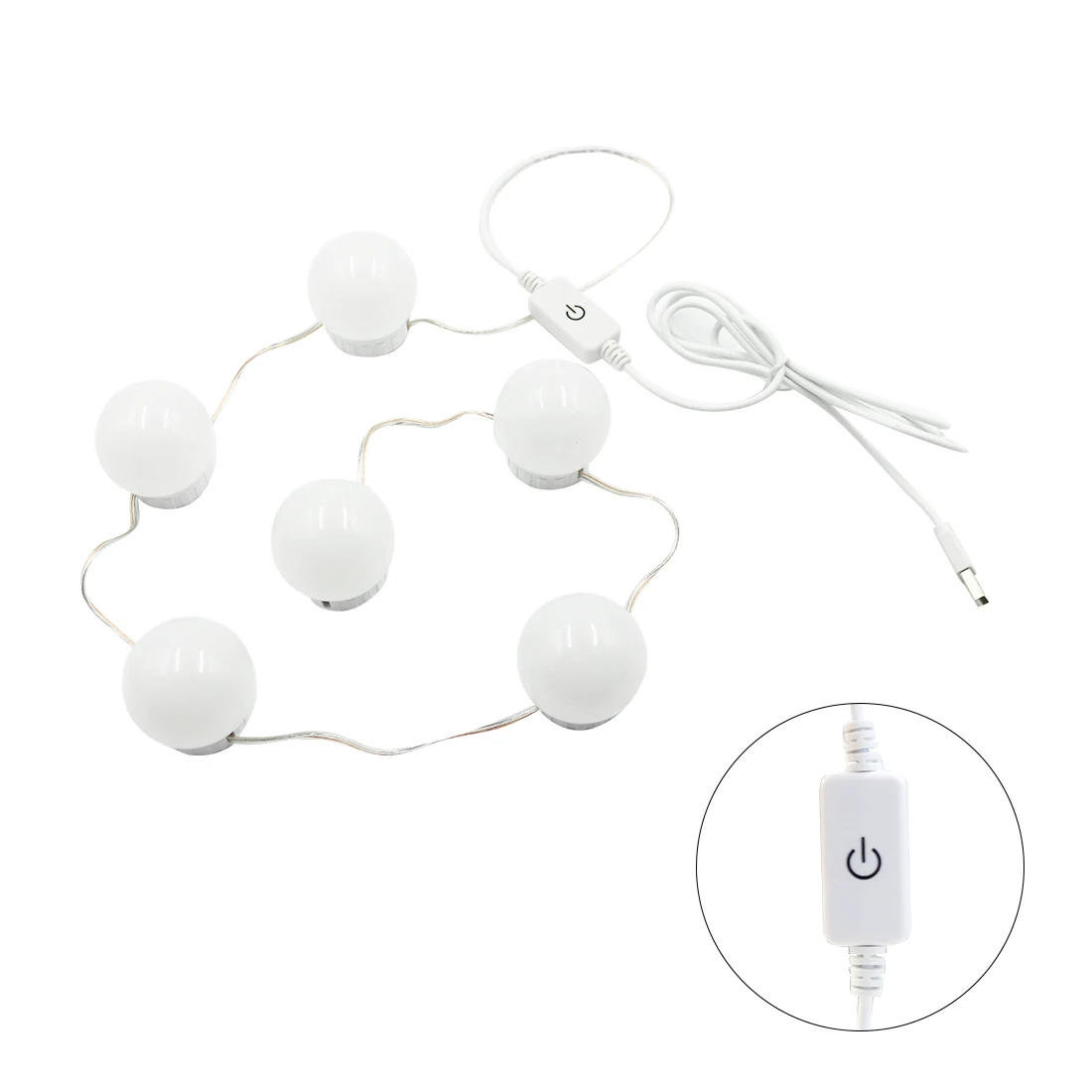 6 bulbs 4000K White Светодиодный Светодиодный светильник, настенный зеркальный светильник с USB полосками, лампа для макияжа в голливудском стиле с регулируемой яркостью, туалетный столик, светодиодный ночник - Цвет абажура: 6 bulbs 4000K White