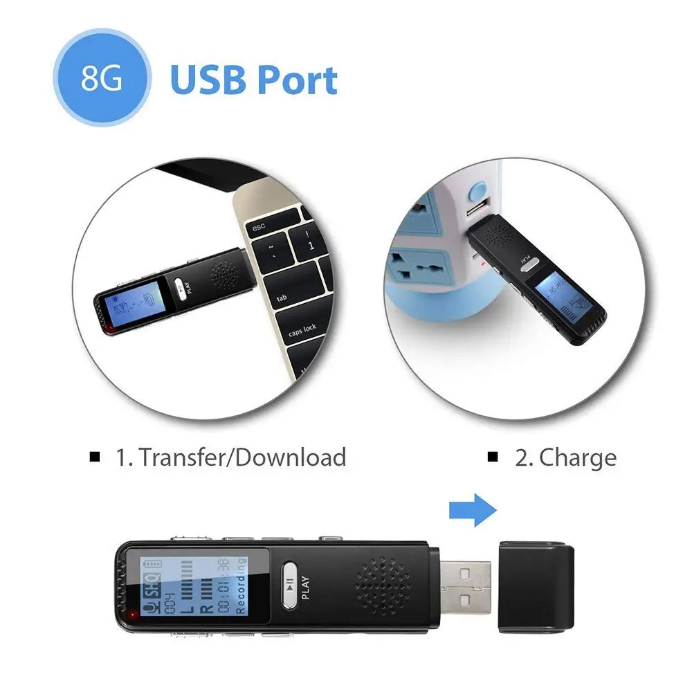 Vandlion 8G 16G Мини цифровой Аудио Диктофон стерео MP3 музыкальный плеер черный