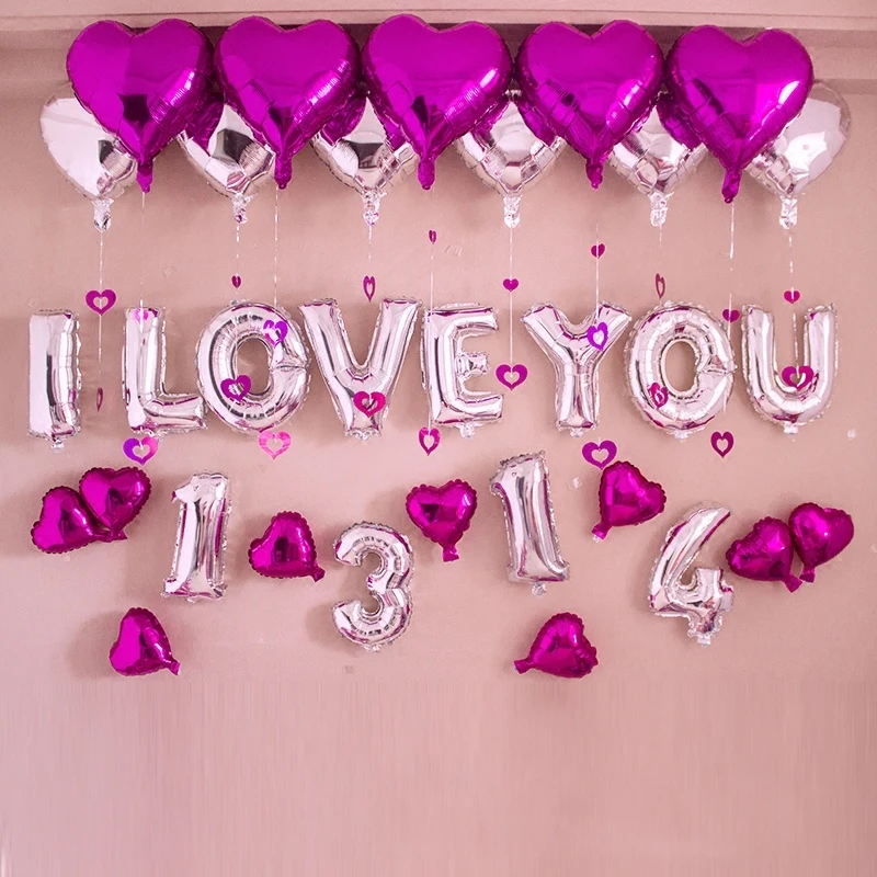 

European latest wedding room DIY layout supplies romantic love party aluminum letter balloon wedding wall decorations