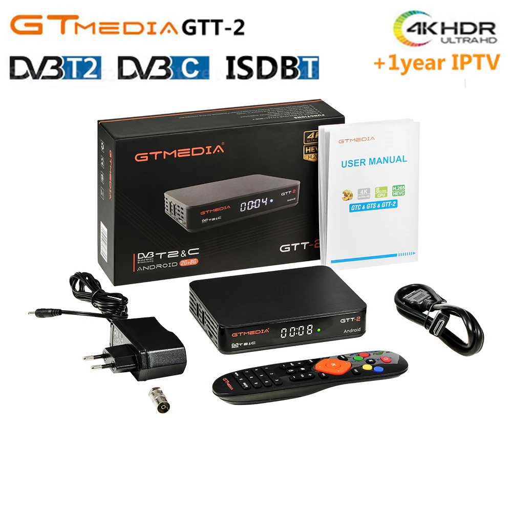 FREESAT gtmedia GTT2 Android 6 0 ТВ бокс DVB T/T2/кабель/ISDBT Amlogic S905D 2 Гб ram 8 rom freesat + 1 год Бесплатный