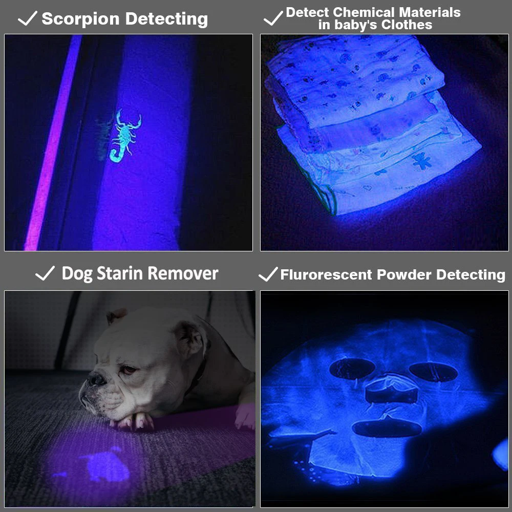 Светодиодный УФ фонарик 395nm с детектором ультрафиолетовый свет Blacklight лампа для