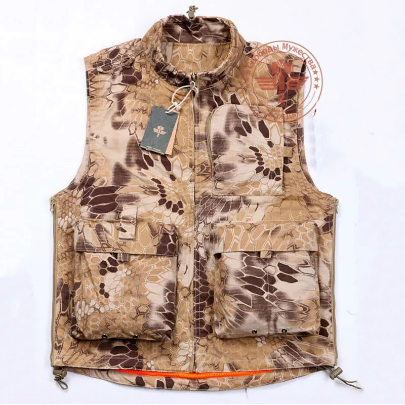 Высококачественный Камуфляжный жилет с несколькими карманами из змеиной кожи питона Мужская армейская