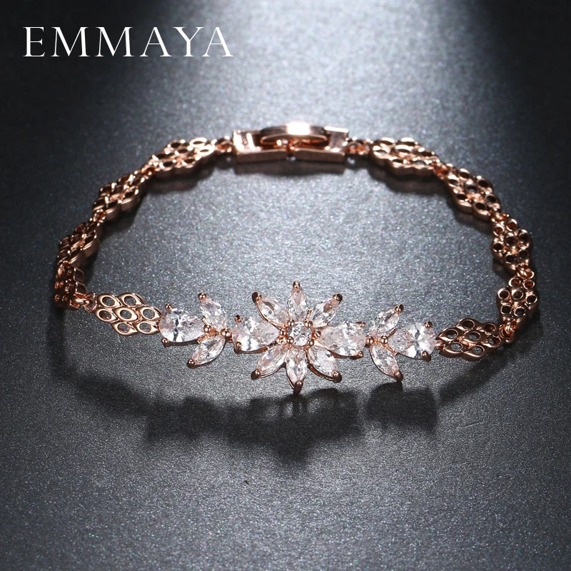 EMMAYA Модные женские розовые золотые цвета CZ камни цветок из австрийского горного