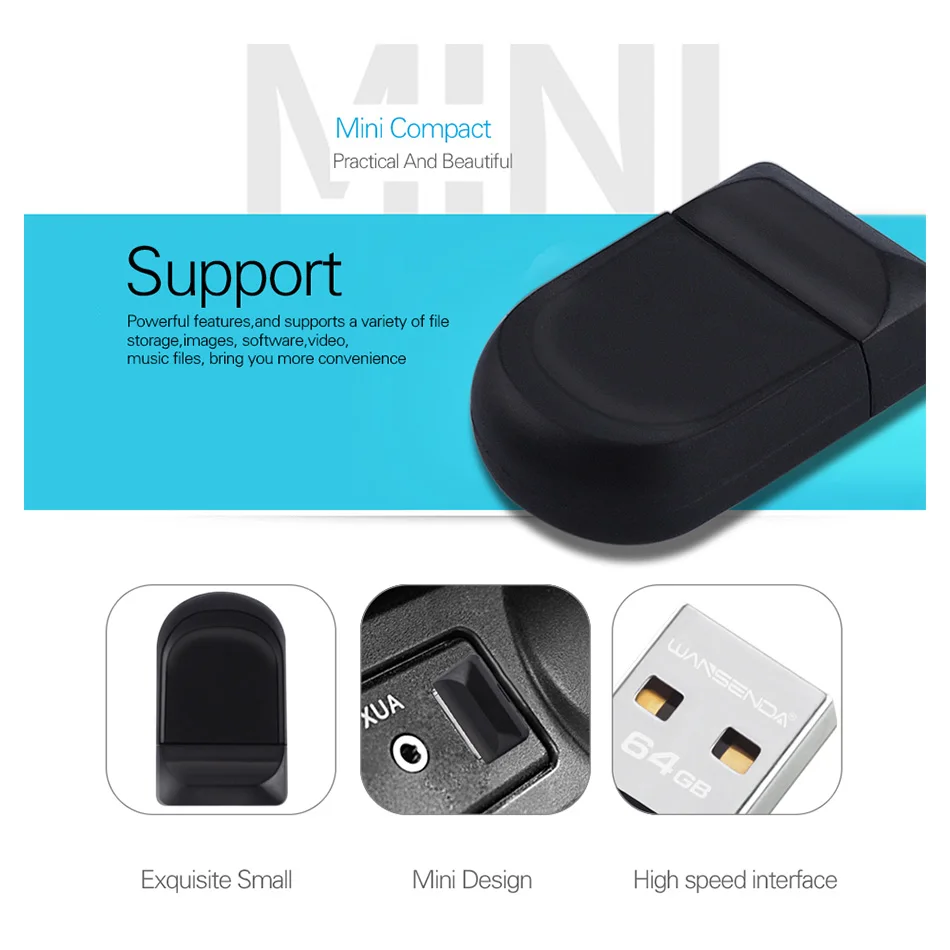 Мини USB флеш-накопитель Wansenda 4 ГБ 8 16 32 64 Гб 2.0 миниатюрный флэш-накопитель флешка |