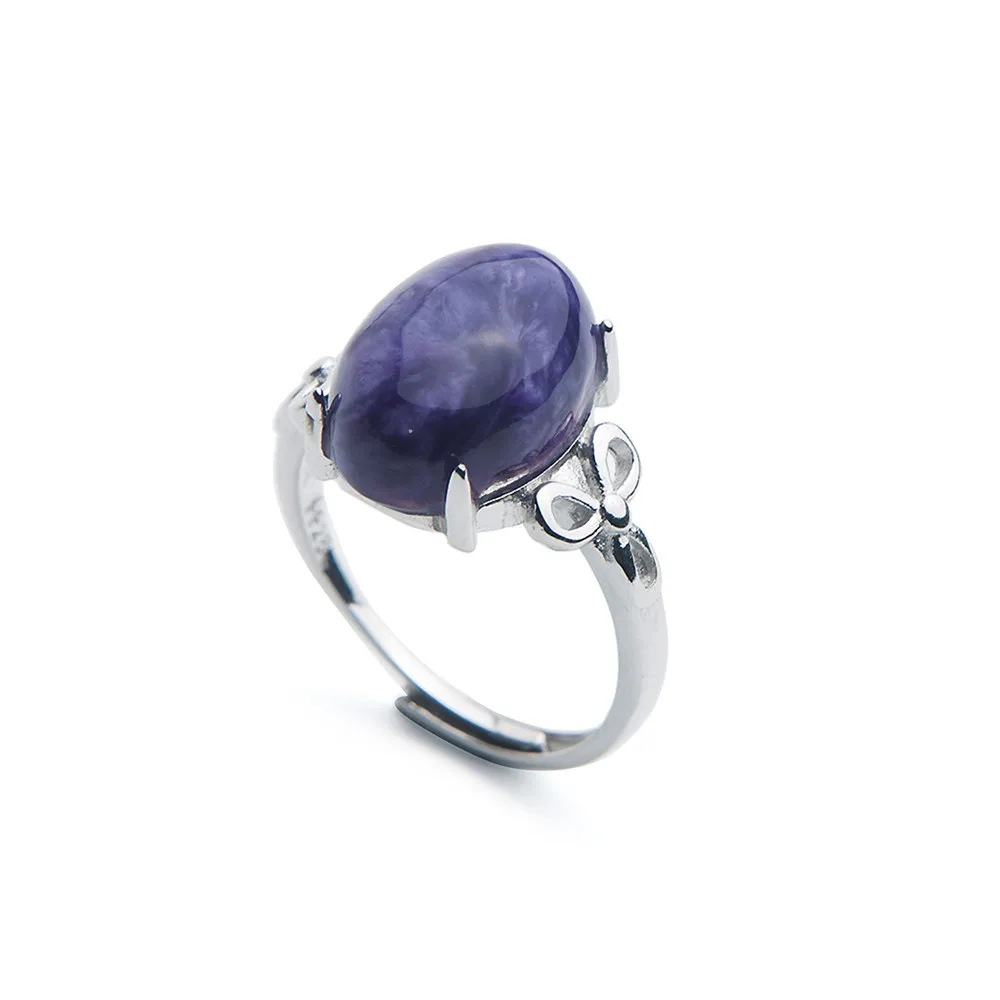 Женское кольцо из натурального фиолетового шарика Charoite регулируемое