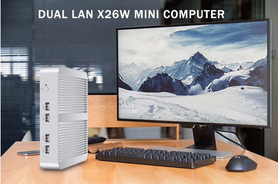 Двойной гигабитный Ethernet LAN Мини компьютер без вентилятора Core i5 4200U i7 5500U Мини ПК Celeron 2955U Windows 10 HDMI RGB USB PC