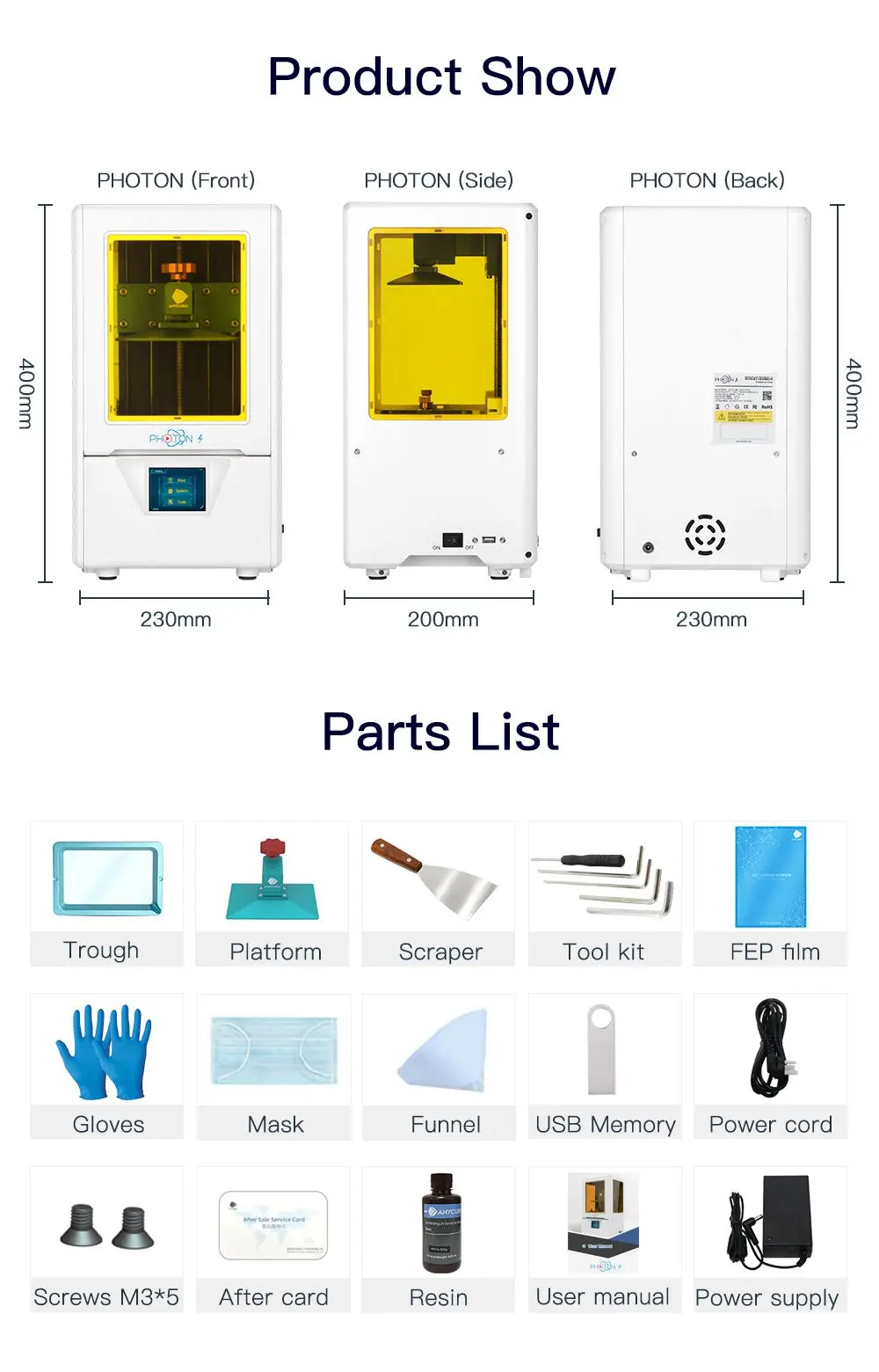 ANYCUBIC Photon-S lcd 3d принтер Быстрый срез 405nm матрица УФ-светильник двойной оси Z SLA 3d принтер фотоны Модернизированный УФ-модуль