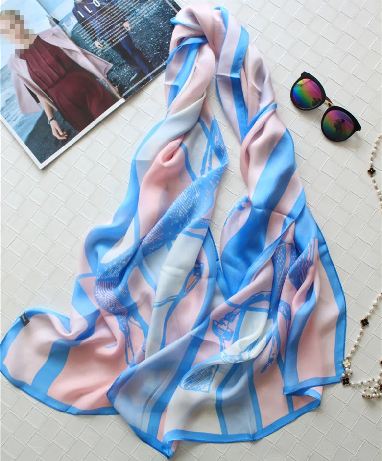 

specials 100%silk women's elegant printed big scarf shawl pashmina patchwork color 65x180cm