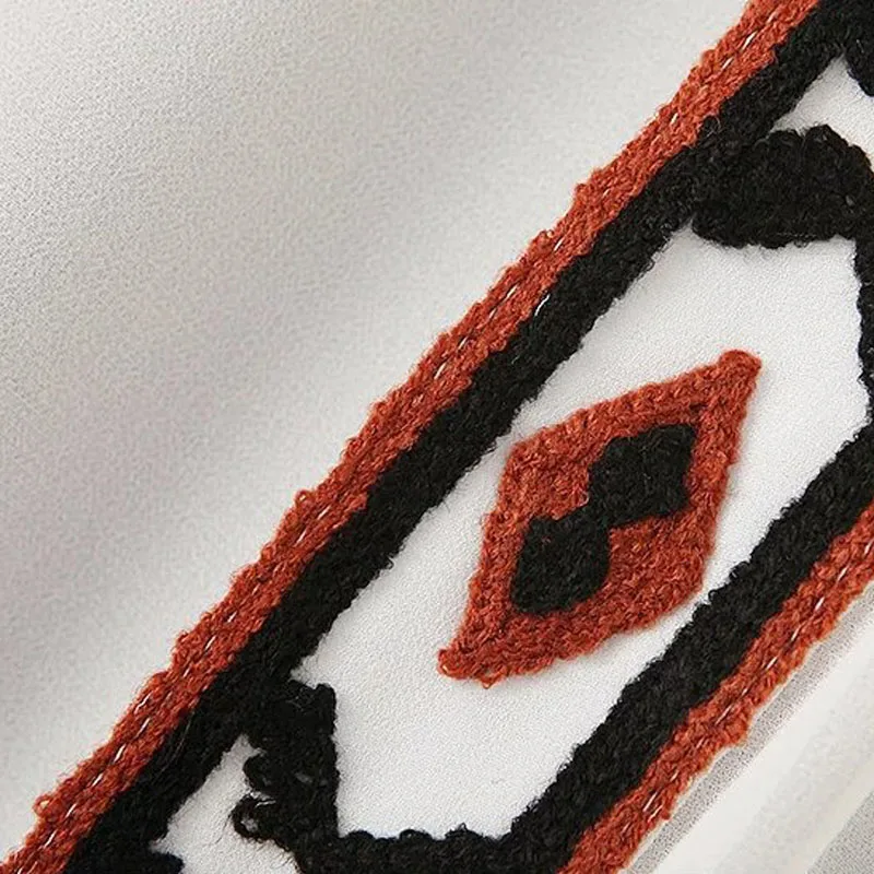 Женская рубашка с геометрической вышивкой L231 черный белый кардиган в этническом