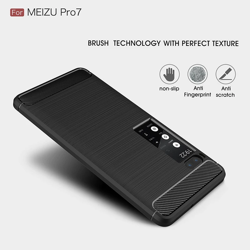 Remanbor For MeiZu Pro 7 Plus Silicone TPU Case Soft Back Carbon Fiber Cover Replacement Phone |