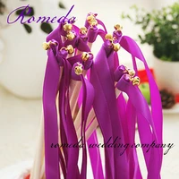 top sell purple stain ribbon wedding wands for wedding party