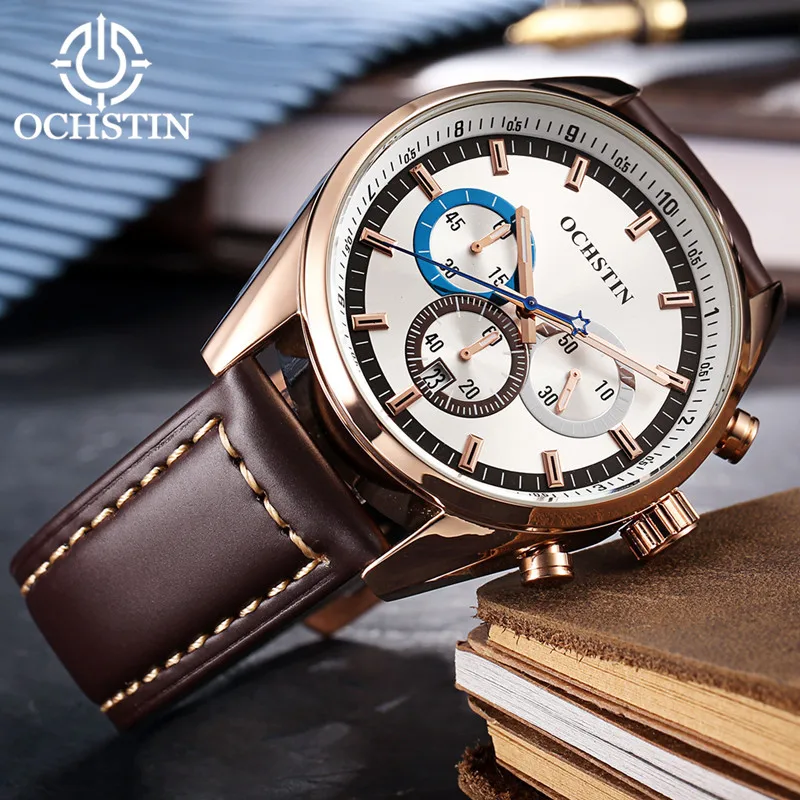 Часы наручные OCHSTIN Мужские кварцевые деловые водонепроницаемые цвета розового
