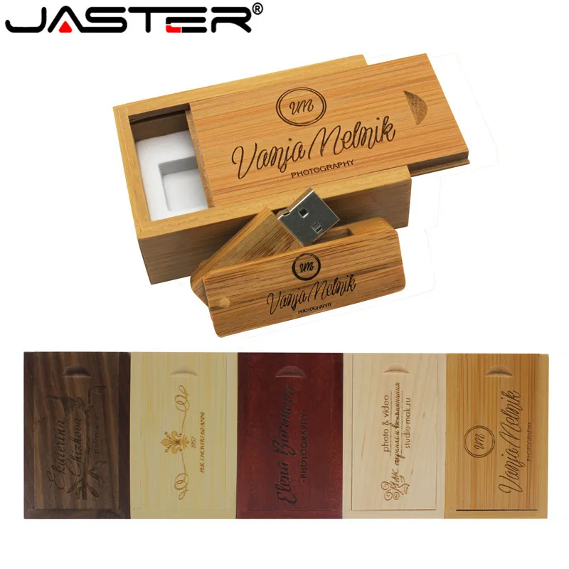 JASTER Натуральные Деревянные usb + коробка USB флэш накопитель bamboo pendrive 4G 8GB 16GB 32GB