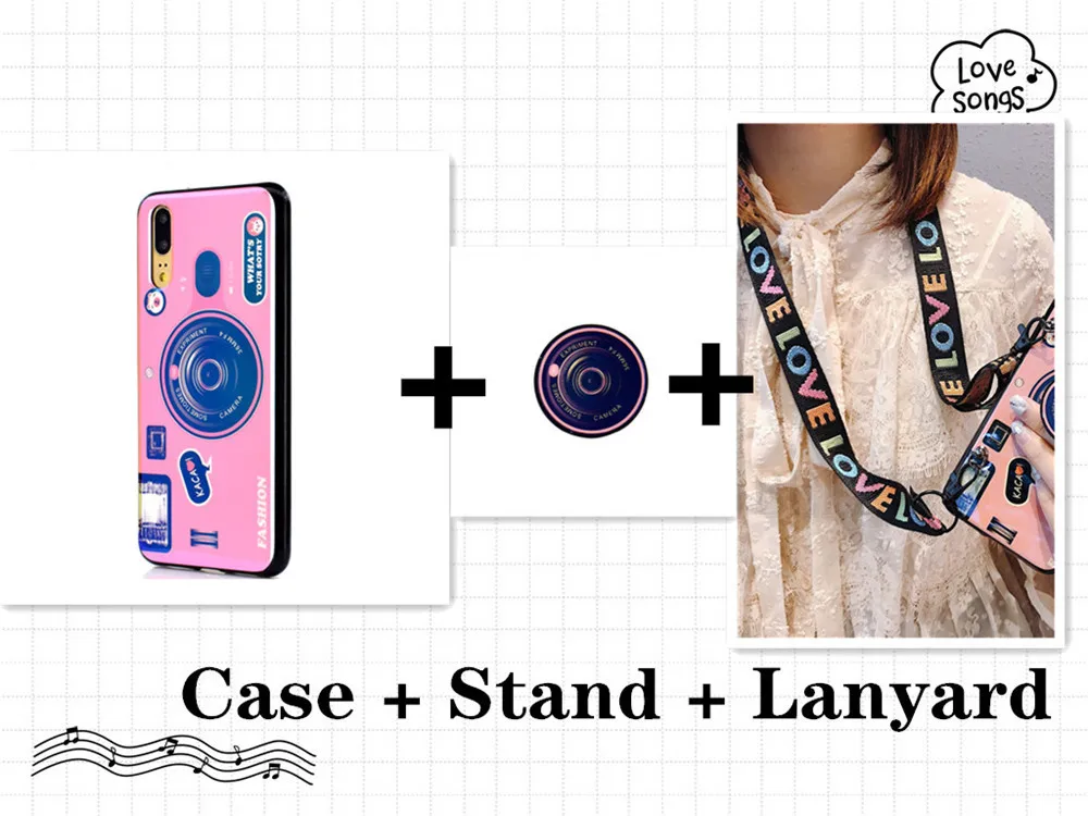 case Holder Lanyard Ретро Камера чехол для samsung Galaxy A50 A30 A70 A750 M10 M20 мягкий чехол-книжка с ремешком для Galaxy S8 S9 S10 плюс S7 A8s A9s чехол - Цвет: case Holder Lanyard