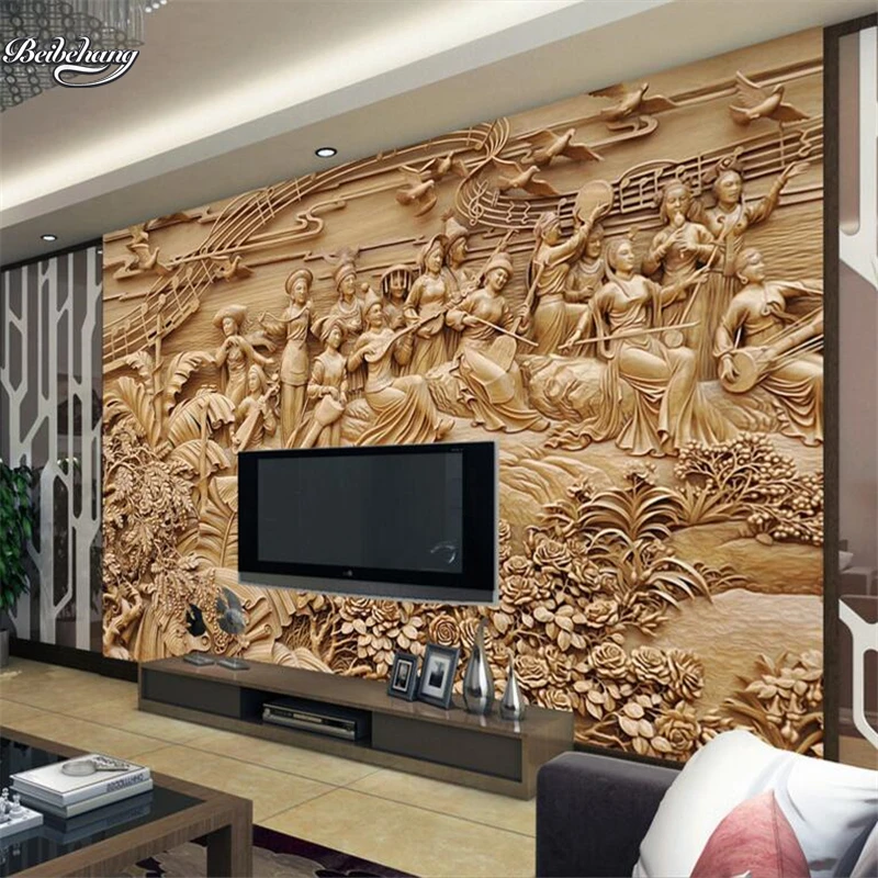 Beibehang большие деревянные резьбы в этническом стиле панно ТВ фон пользовательские