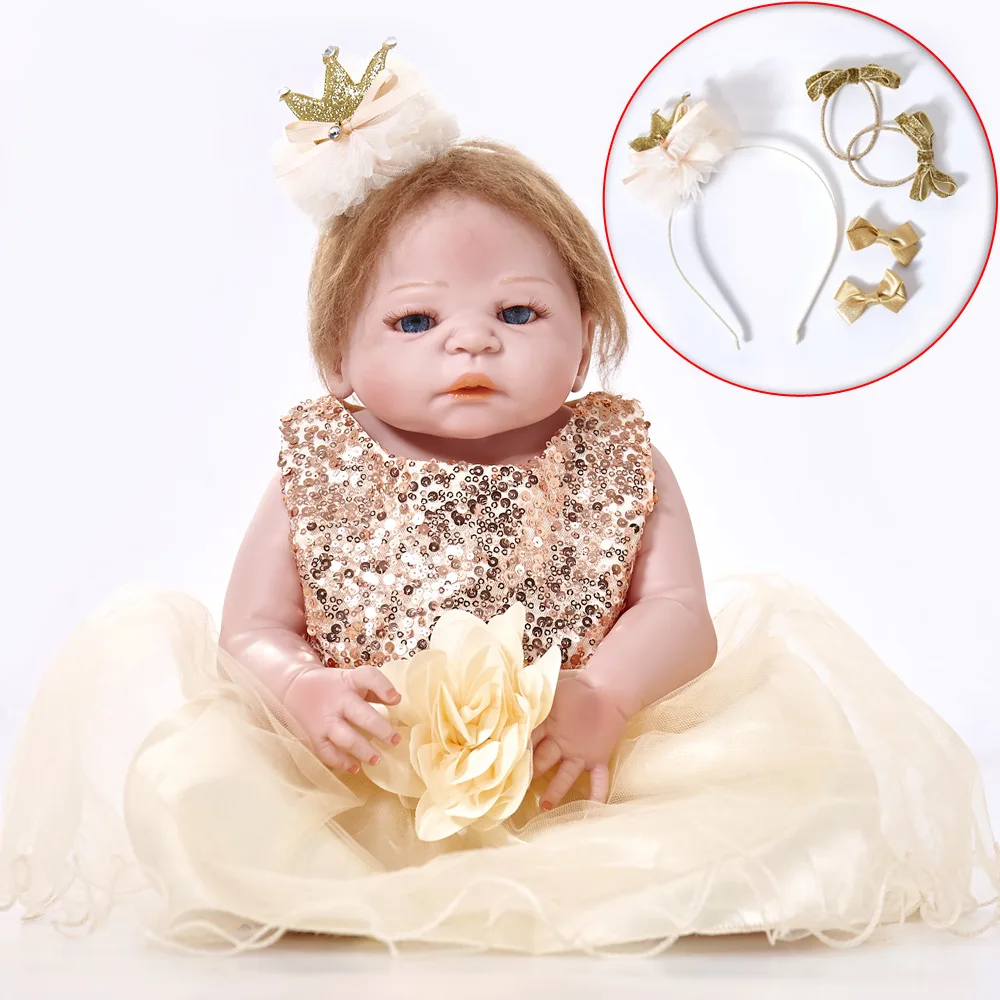 55 см полное тело силиконовые reborn Baby Doll Горячие ToyReborn куклы детские игрушки Милая