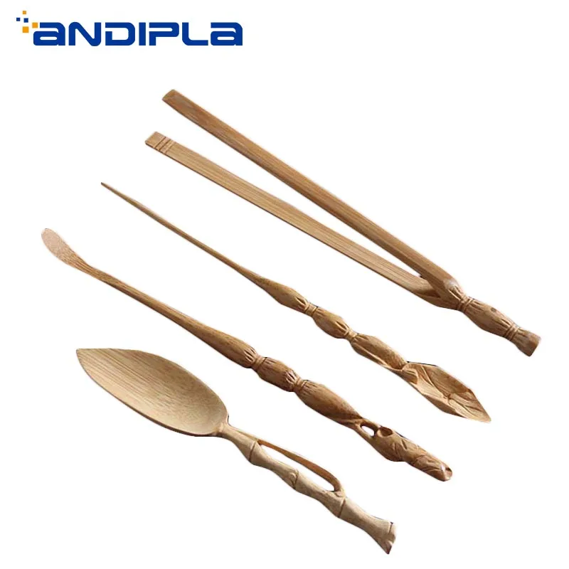 Японская натуральная бамбуковая резьба ручной работы Лотос чайная церемония