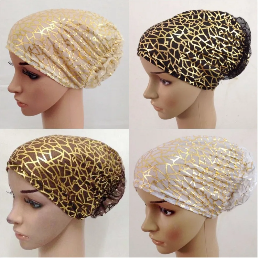 Новый стиль цветок люрекса мусульманские закрытые шапки марлевый хиджаб